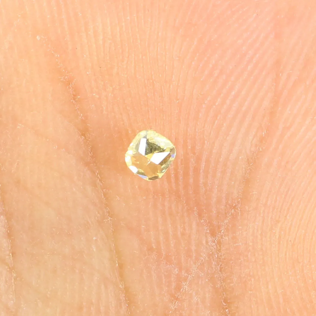 0.13 Ct Natural Loose Diamond, Cushion Diamond, Yellow Diamond, Polished Diamond, Real Diamond, Rustic Diamond, Antique Diamond 