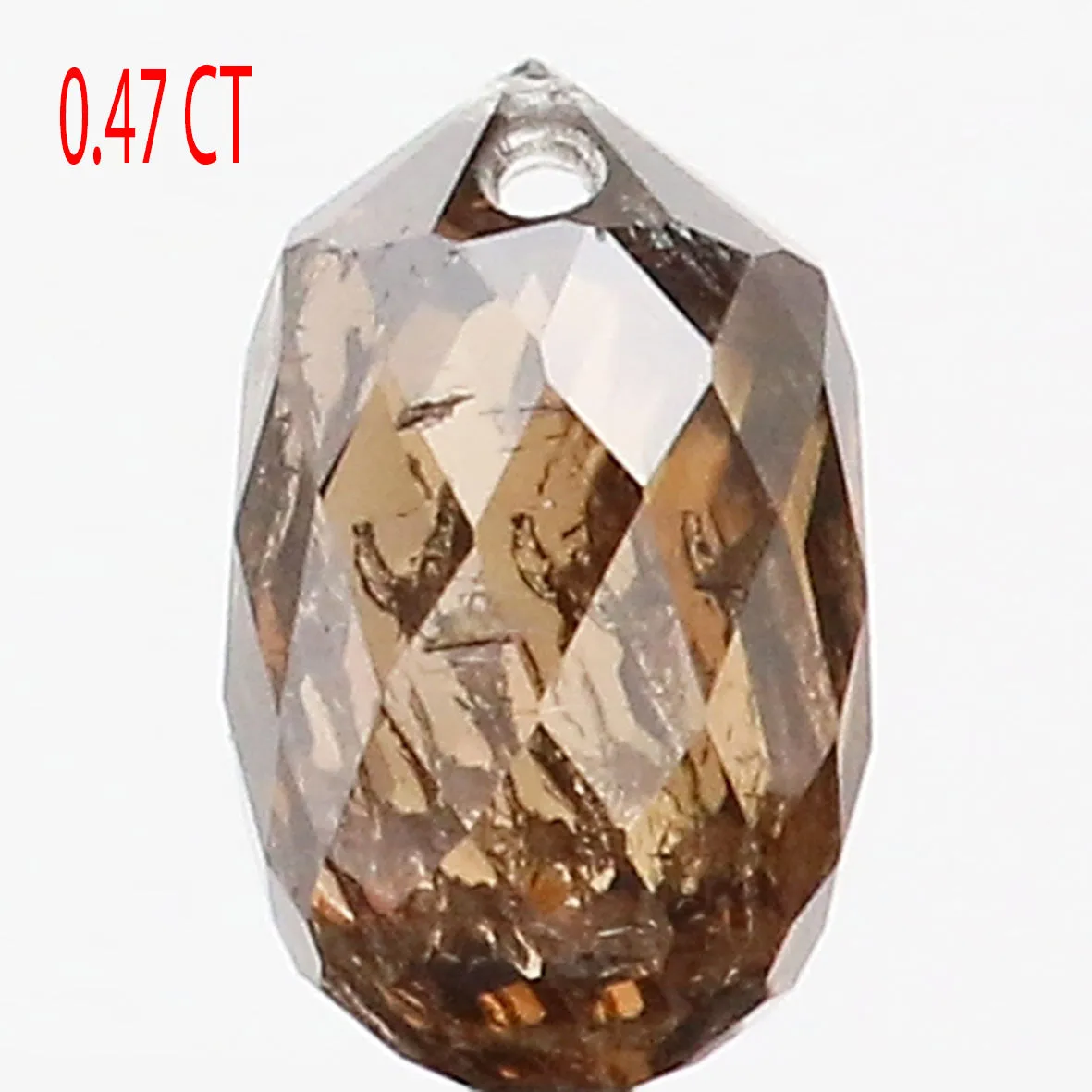 0.47 Ct Natural Loose Diamond Drop Black Brown Color SI1 Clarity 5.10 MM L9252