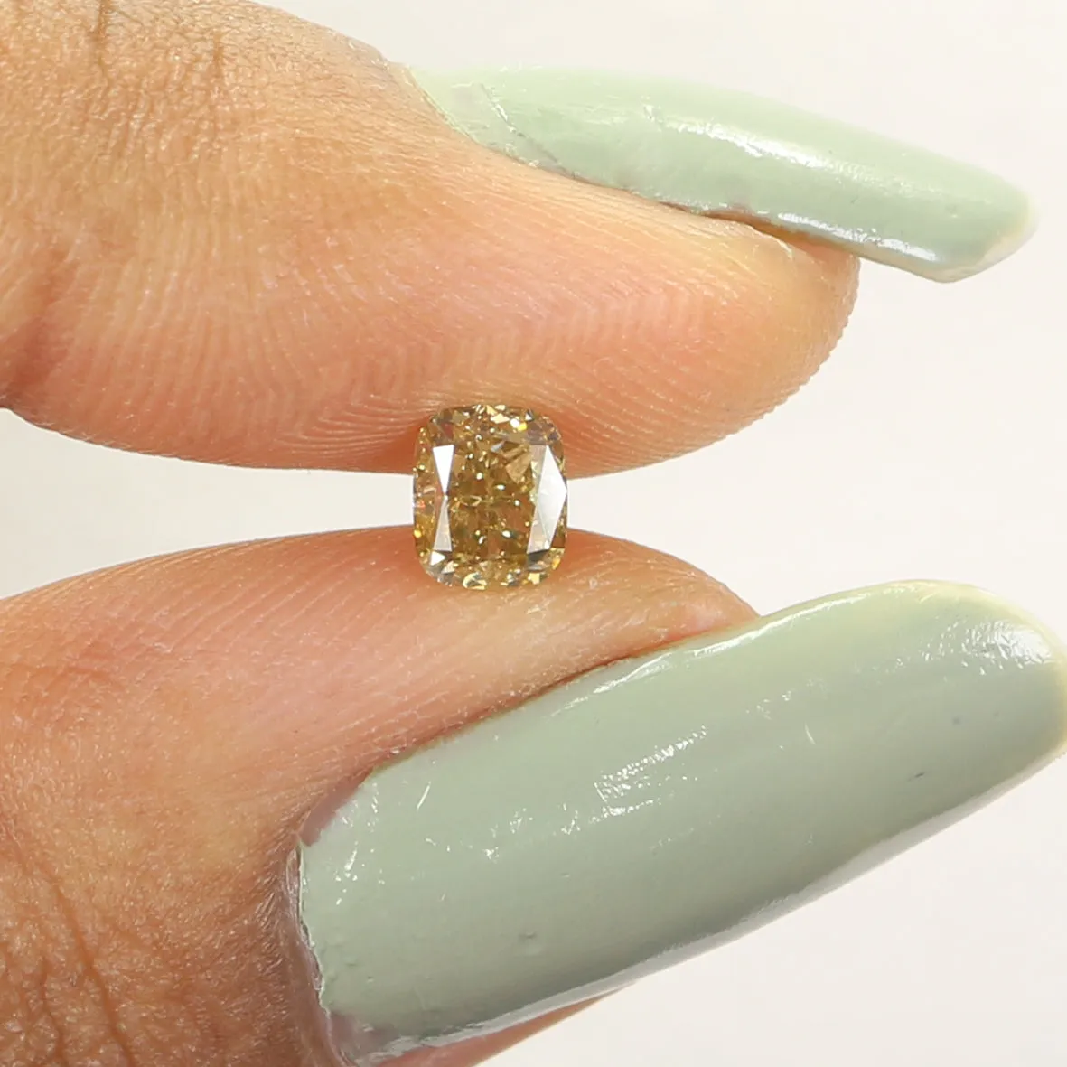 0.62 Ct Natural Loose Diamond, Cushion Diamond, Brown Diamond, Green Diamond, Antique Diamond, Rustic Diamond, Real Diamond L572