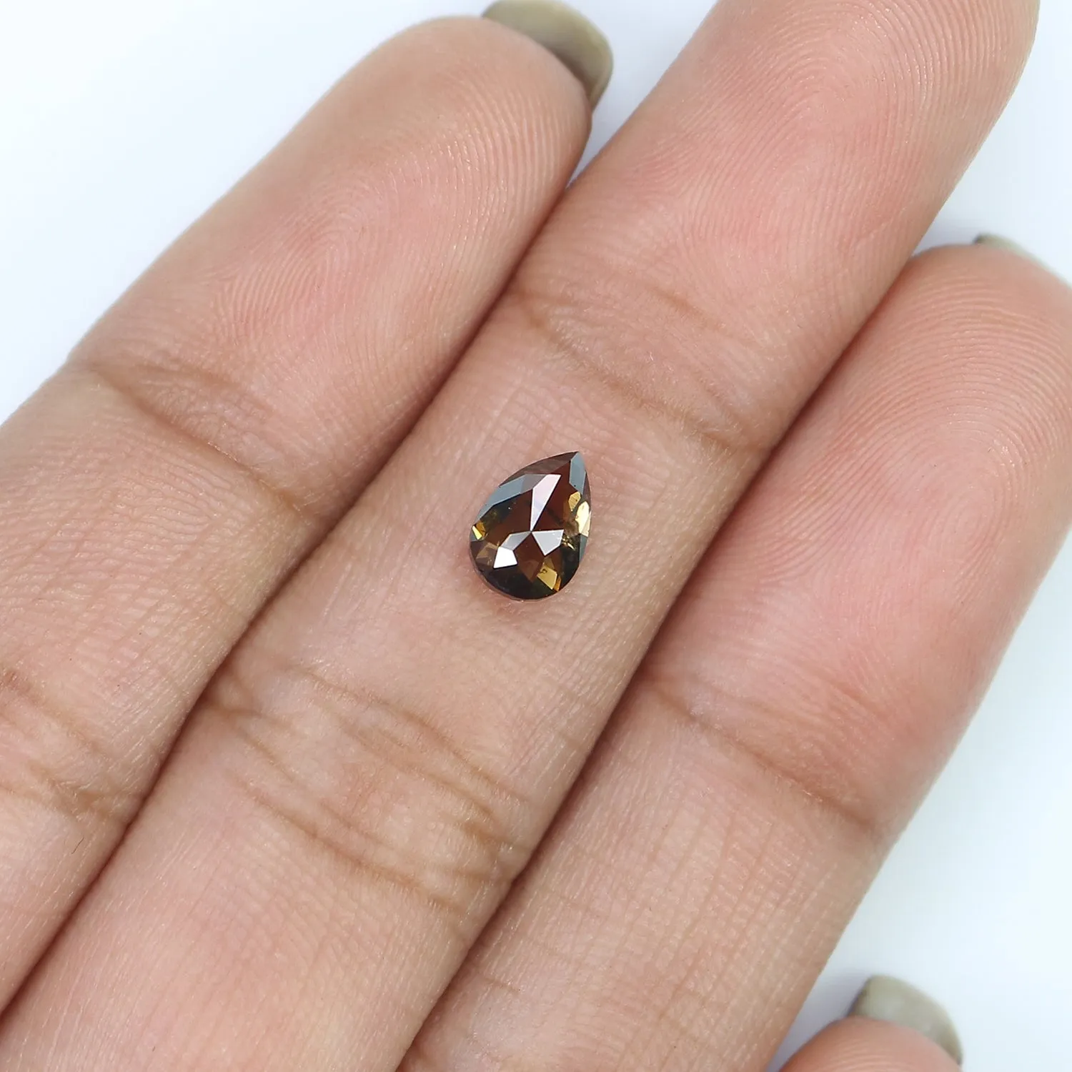 0.80 CT Natural Loose Pear Shape Diamond Black Brown Color Pear Cut Diamond 6.60 MM Natural Loose Pear Shape Rose Cut Diamond LQ