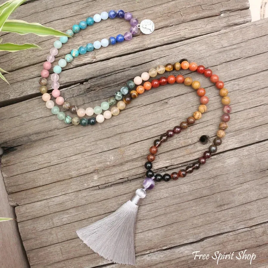 108 Natural 7 Chakra Healing Mala Necklace With Tassel