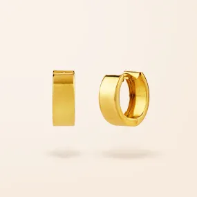 10K Gold Large Flat Huggie Earrings