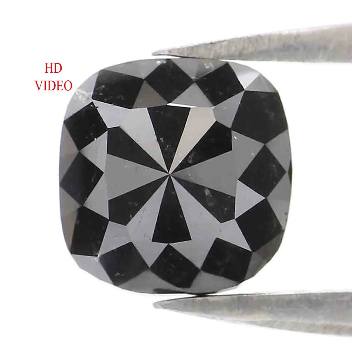 1.31 CT Natural Loose Cushion Shape Diamond Black Color Cushion Rose Cut Diamond 6.80 MM Natural Cushion Shape Black Color Diamo