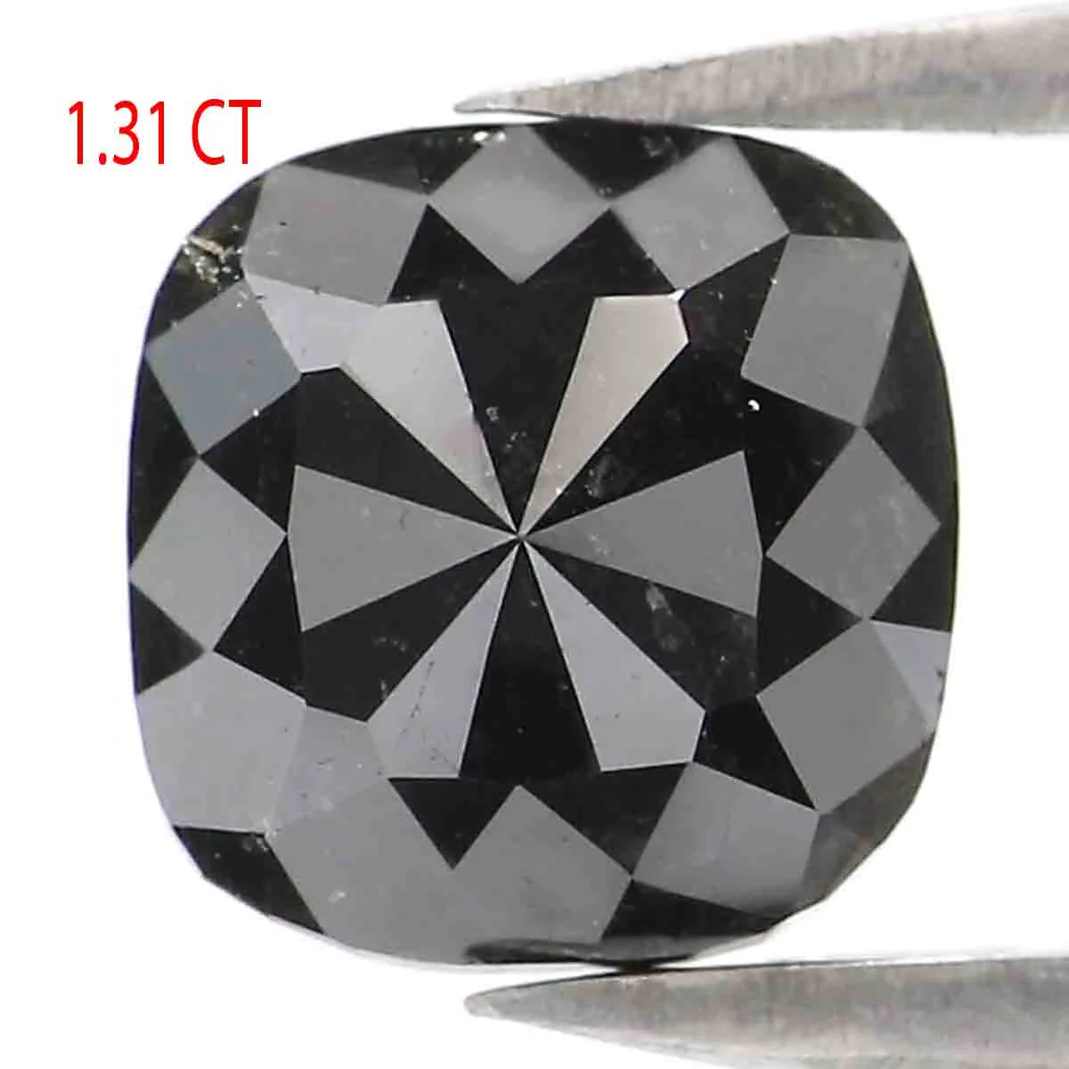 1.31 CT Natural Loose Cushion Shape Diamond Black Color Cushion Rose Cut Diamond 6.80 MM Natural Cushion Shape Black Color Diamo