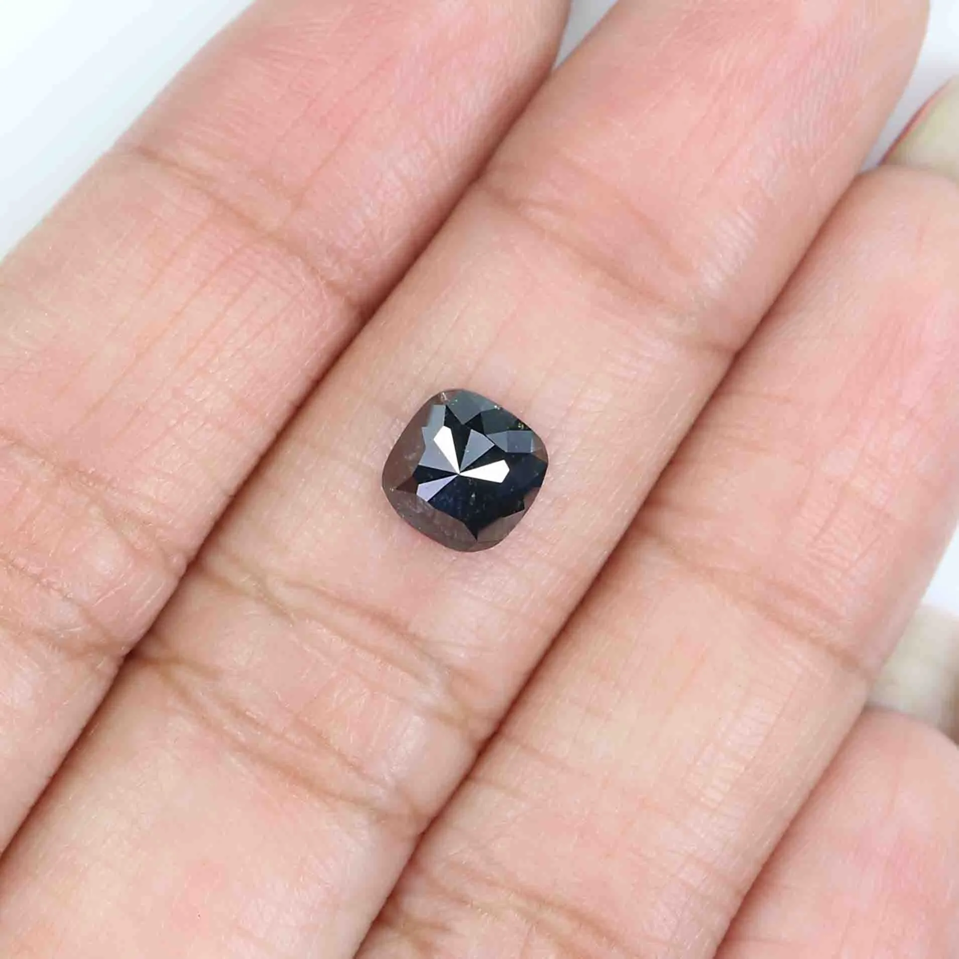 1.31 CT Natural Loose Cushion Shape Diamond Black Color Cushion Rose Cut Diamond 6.80 MM Natural Cushion Shape Black Color Diamo