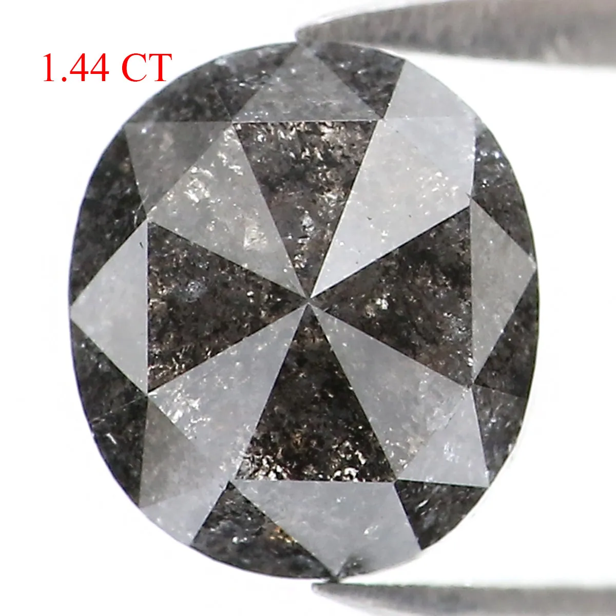 1.44 CT Natural Loose Oval Shape Diamond Salt And Pepper Oval Rose Cut Diamond 7.10 MM Black Grey Color Oval Shape Rose Cut Diam