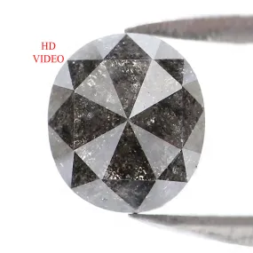 1.44 CT Natural Loose Oval Shape Diamond Salt And Pepper Oval Rose Cut Diamond 7.10 MM Black Grey Color Oval Shape Rose Cut Diam