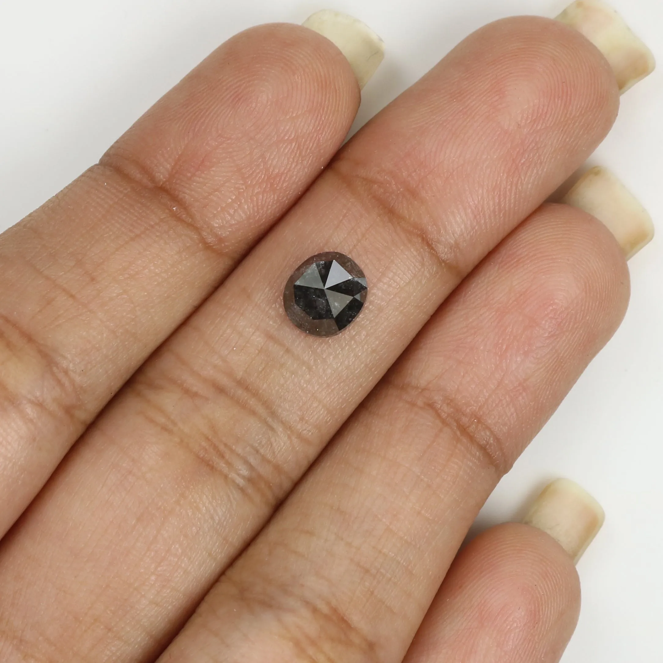 1.44 CT Natural Loose Oval Shape Diamond Salt And Pepper Oval Rose Cut Diamond 7.10 MM Black Grey Color Oval Shape Rose Cut Diam