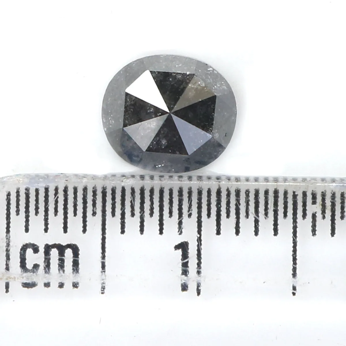 1.44 CT Natural Loose Oval Shape Diamond Salt And Pepper Oval Rose Cut Diamond 7.10 MM Black Grey Color Oval Shape Rose Cut Diam