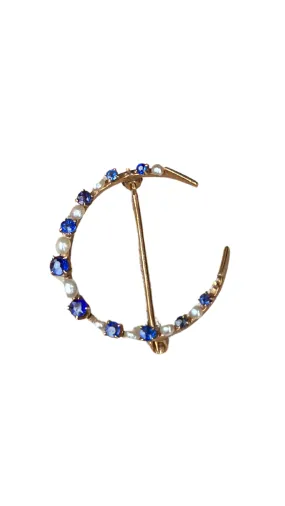 14K Crescent Sapph Brooch