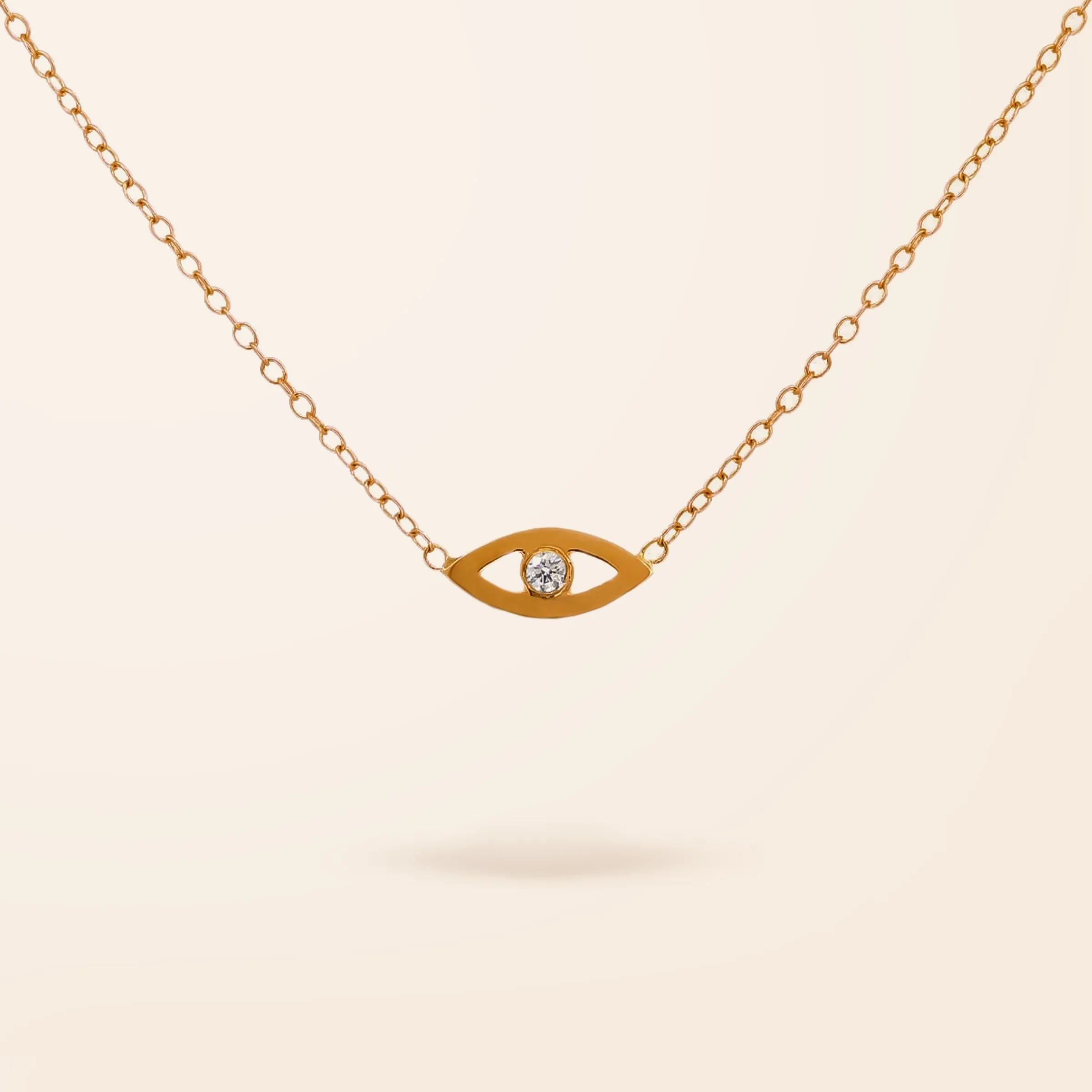 14K Gold Diamond Evil Eye Necklace