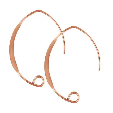 14K Rose Gold Filled Ear Wire V Shape (4 pcs)