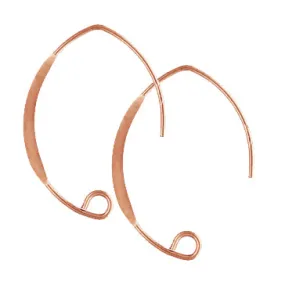 14K Rose Gold Filled Ear Wire V Shape (4 pcs)