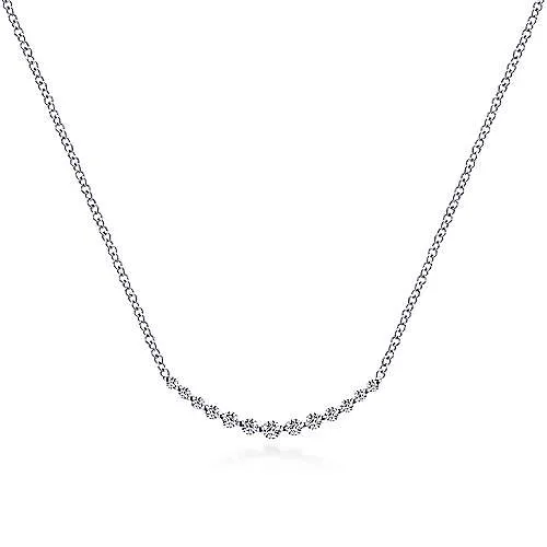 14K White Gold Diamond Bar Necklace