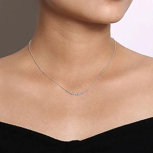 14K White Gold Diamond Bar Necklace