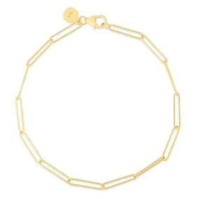 14K Yellow Gold 2.7mm Lungo Paperclip Bracelet - 7