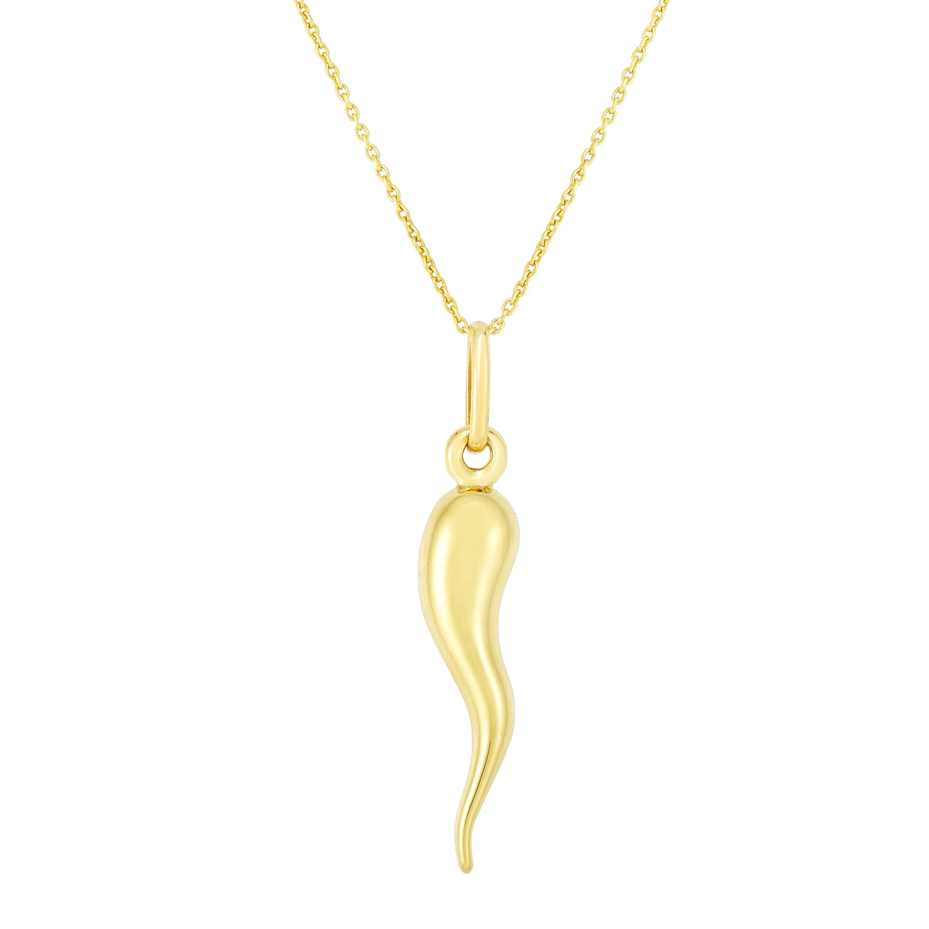 14k Yellow Gold Flame Pendant Necklace, 18