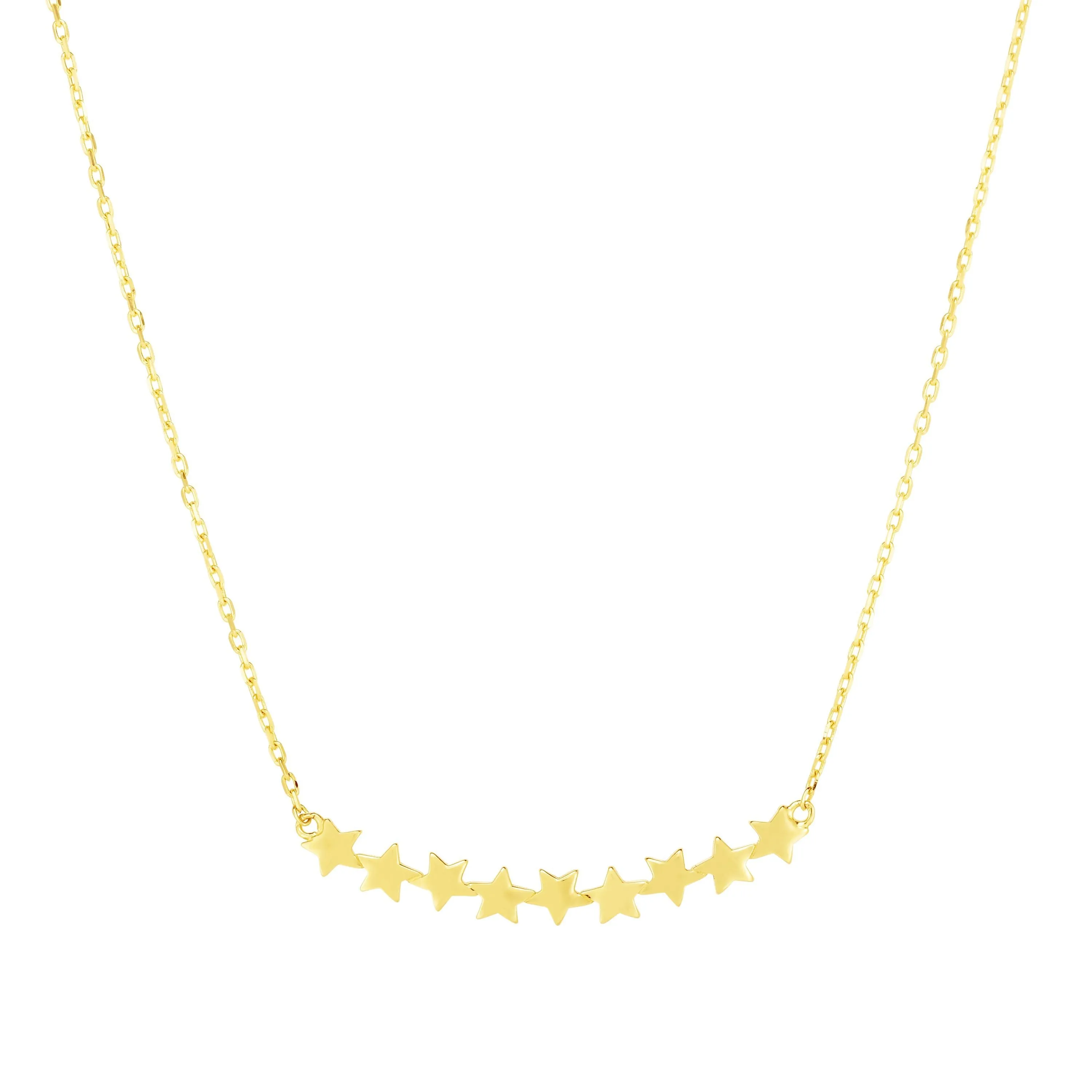 14k Yellow Gold Stars Pendant Necklace, 18