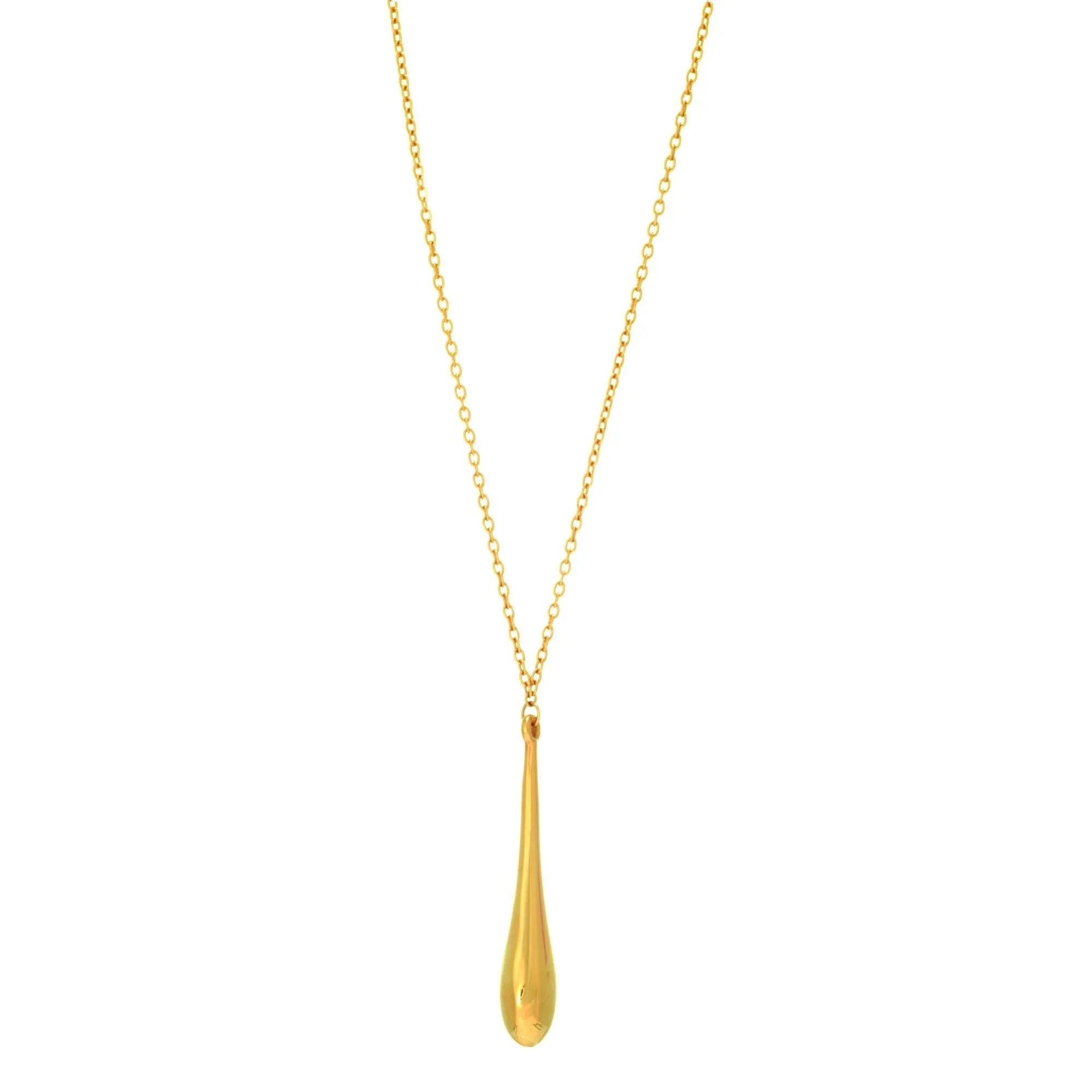 14k Yellow Gold Tear Drop Pendant Necklace, 18