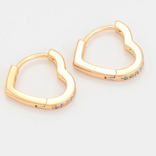 18K Gold Plated Heart Hoop Earrings