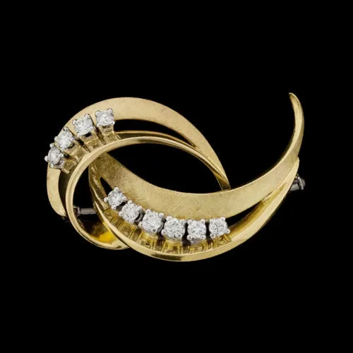 18Kt Gold Diamond Brooch