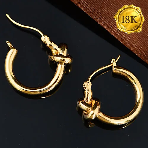 18KT SOLID GOLD KNOT HOOP EARRINGS