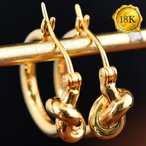 18KT SOLID GOLD KNOT HOOP EARRINGS