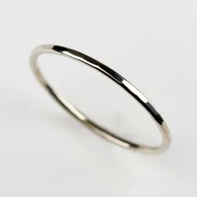 1mm Hammer Textured 14k White Gold Round Stacking Ring