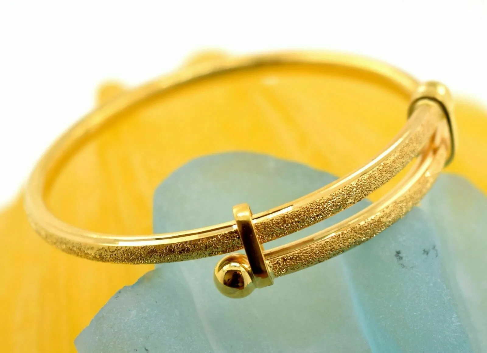 1pc 22k Bangle Solid Gold KIDS BABY Diamond CUT DESIGNER BANGLE BRACELET mf