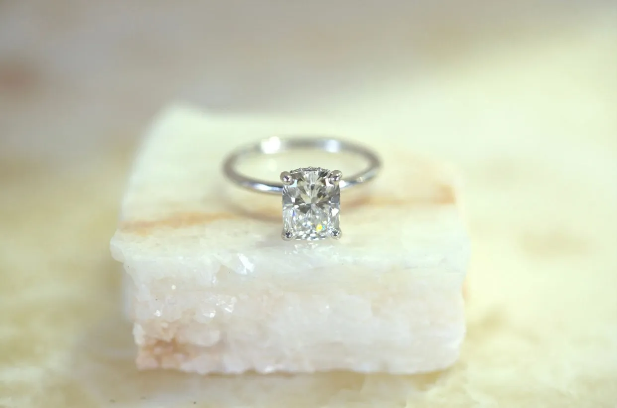 2.09ct Cushion CVD Engagement Ring