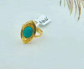 21K Solid Gold Simple Zircon Ring R8255