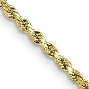 2.25mm 10K Yellow Gold Hollow Diamond Cut Rope Chain Necklace