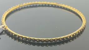 22k Bangle Solid Gold Elegant Classic Filigree With black Enamel Design B345