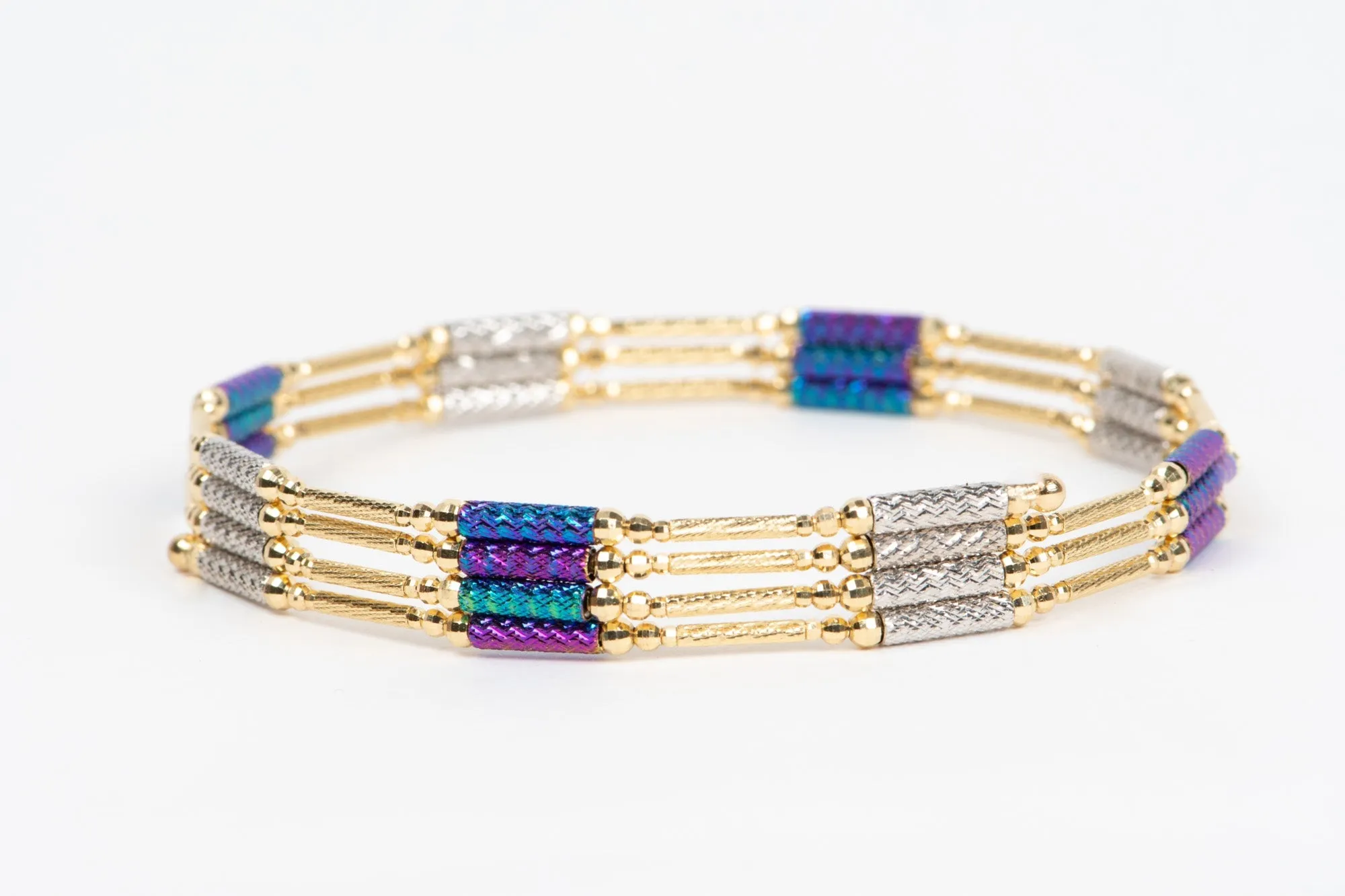 27.5 Multi-Color 18K Gold Magnetic Convertible Necklace Bracelet R4596