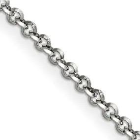 3.2mm Stainless Steel Polished Rolo Chain Necklace