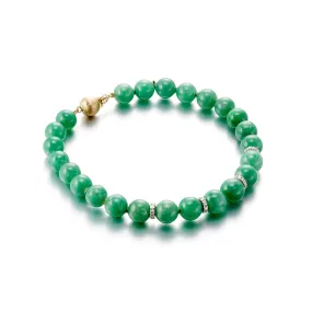 7.5mm Apple Green Jade & Diamond Bracelet