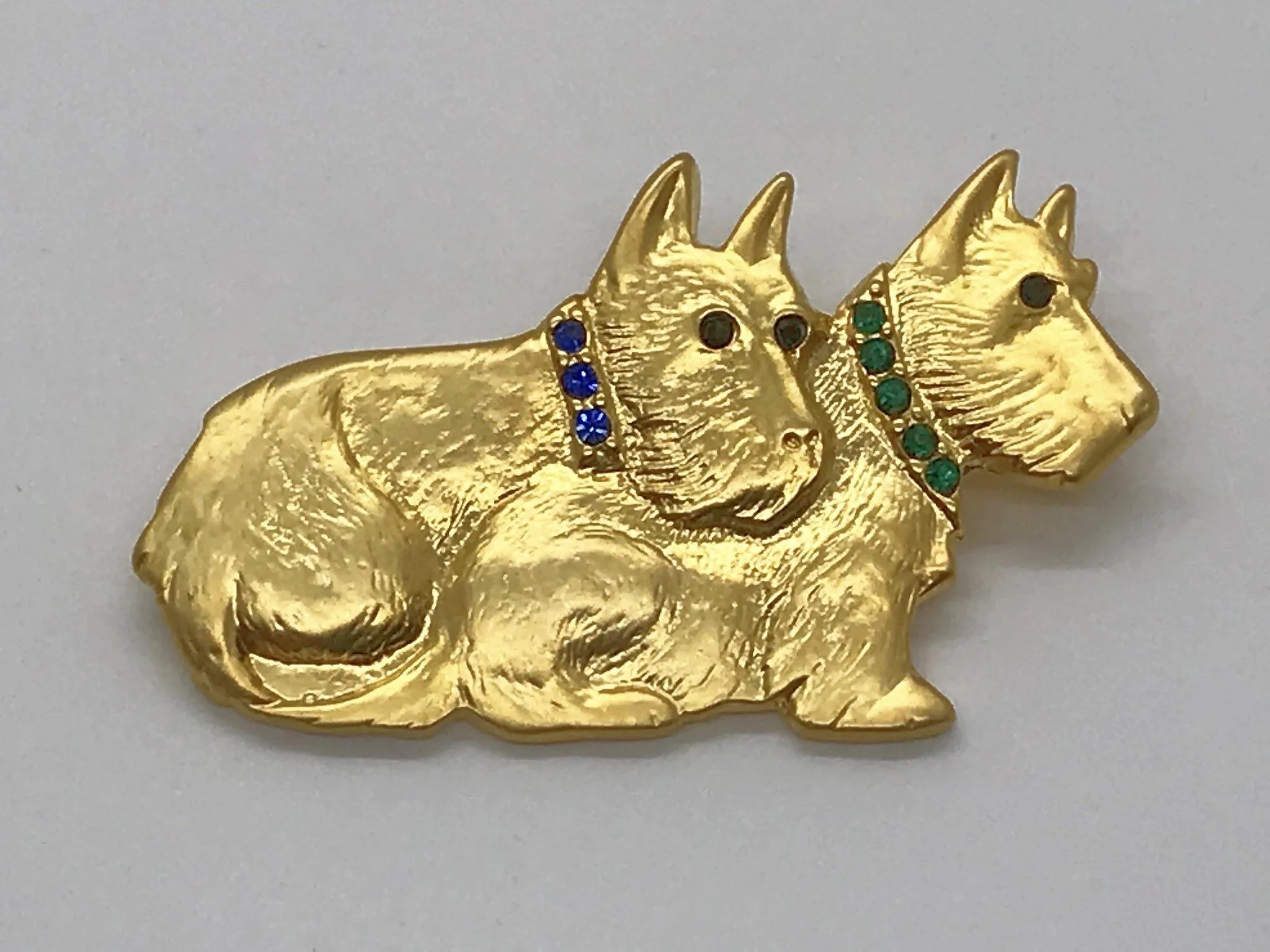 Adorable Golden Terrier Dogs Vintage Brooch