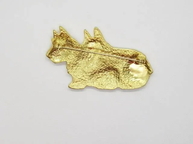 Adorable Golden Terrier Dogs Vintage Brooch