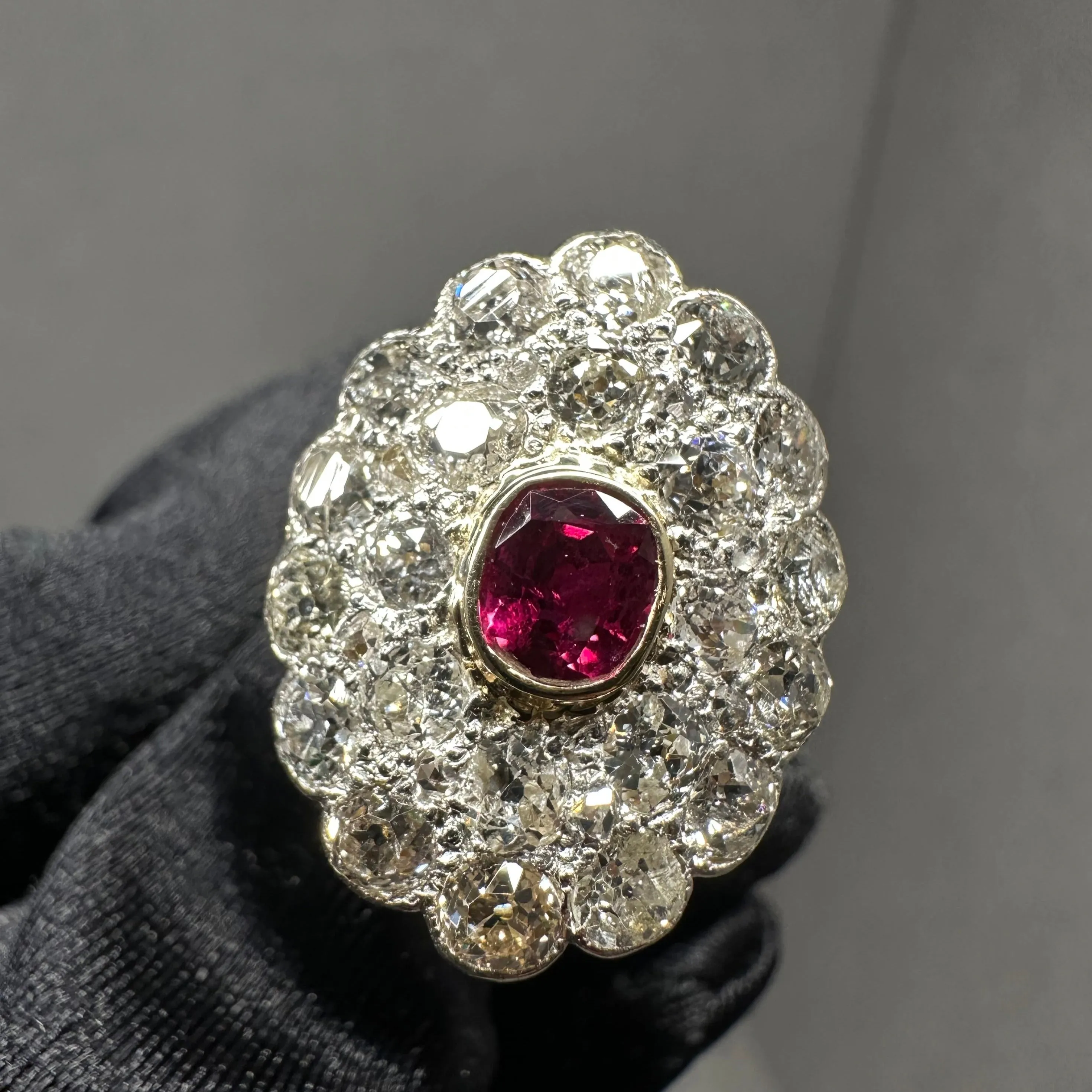 Antique Ruby & Diamonds Cocktail Ring