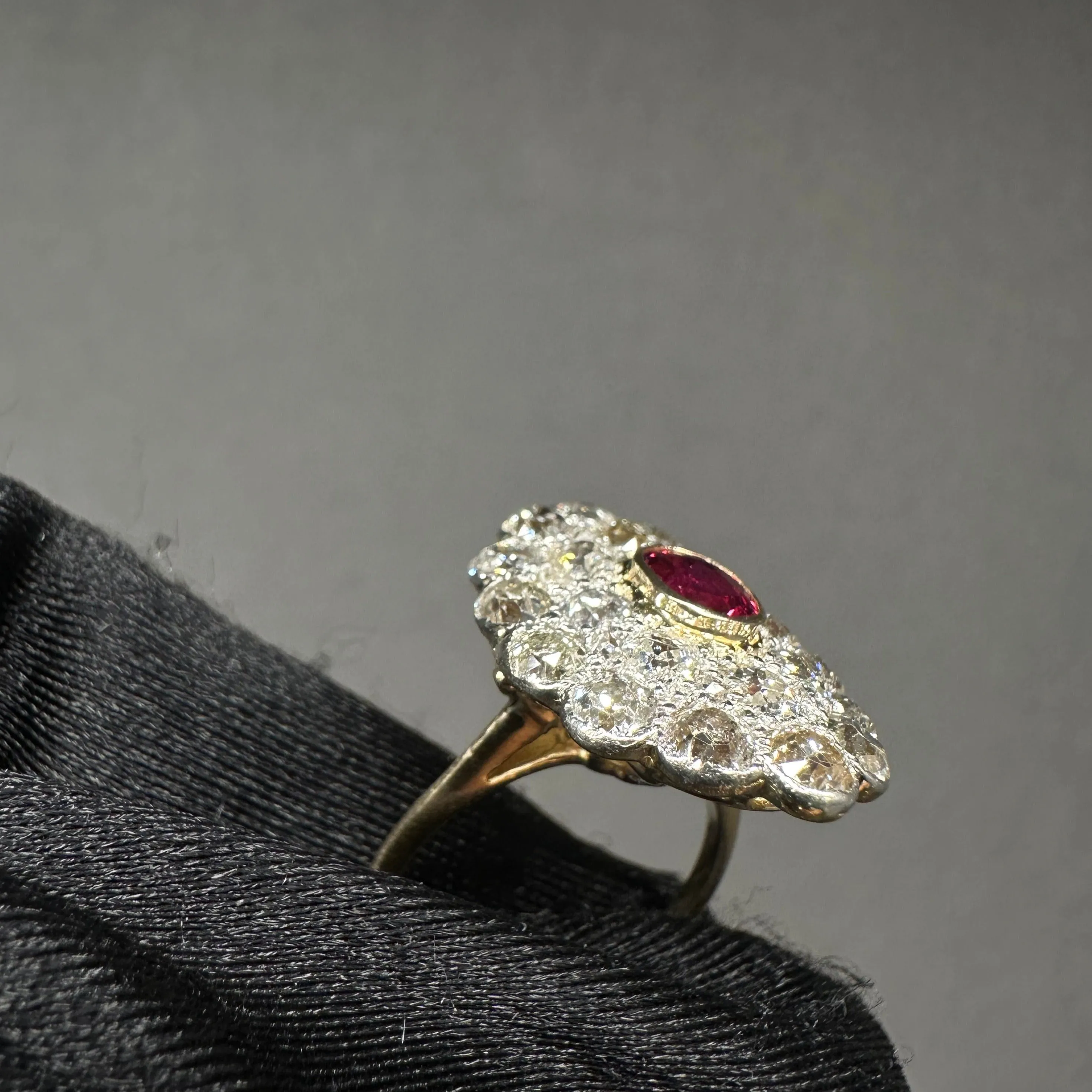 Antique Ruby & Diamonds Cocktail Ring