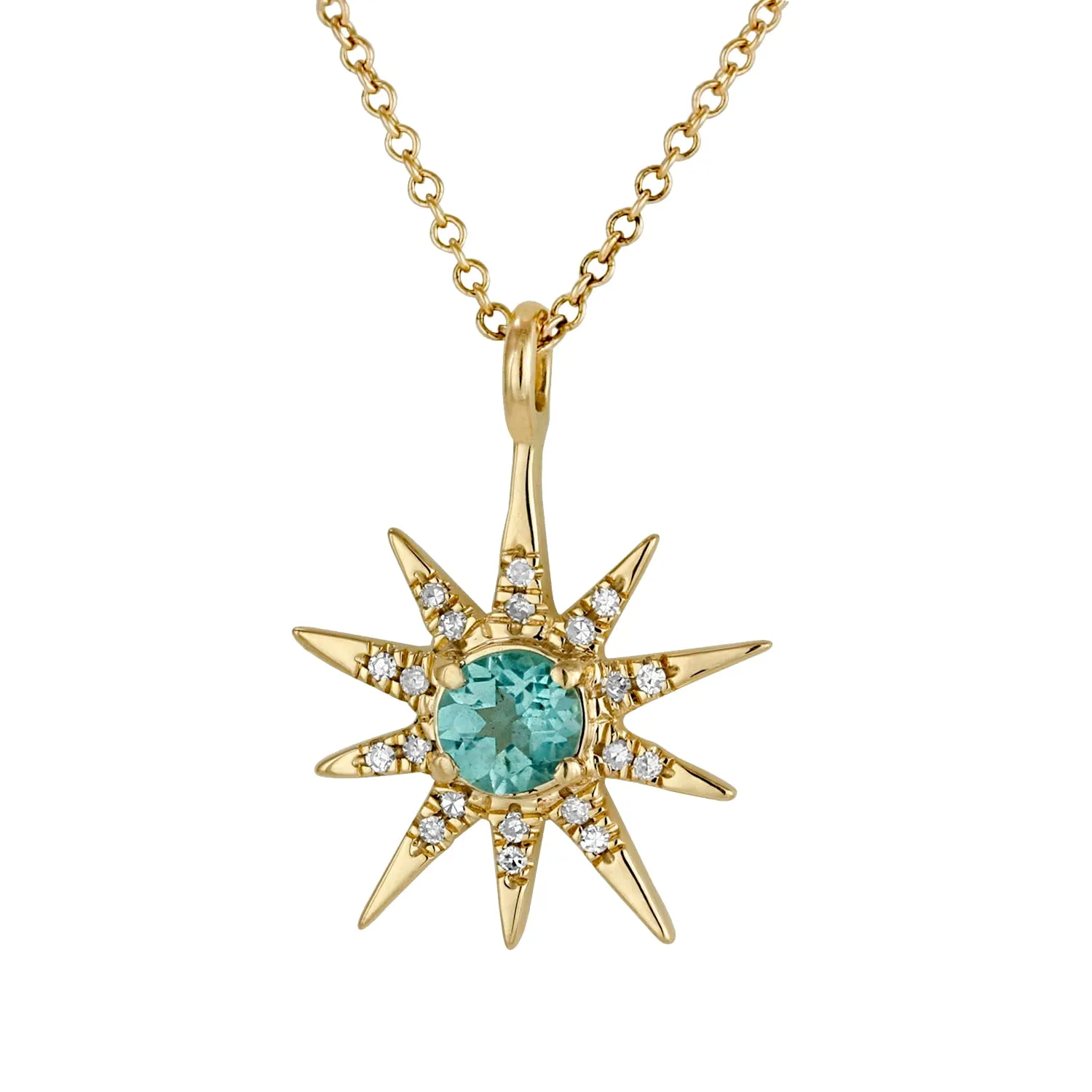 Apatite Star Necklace With Diamonds