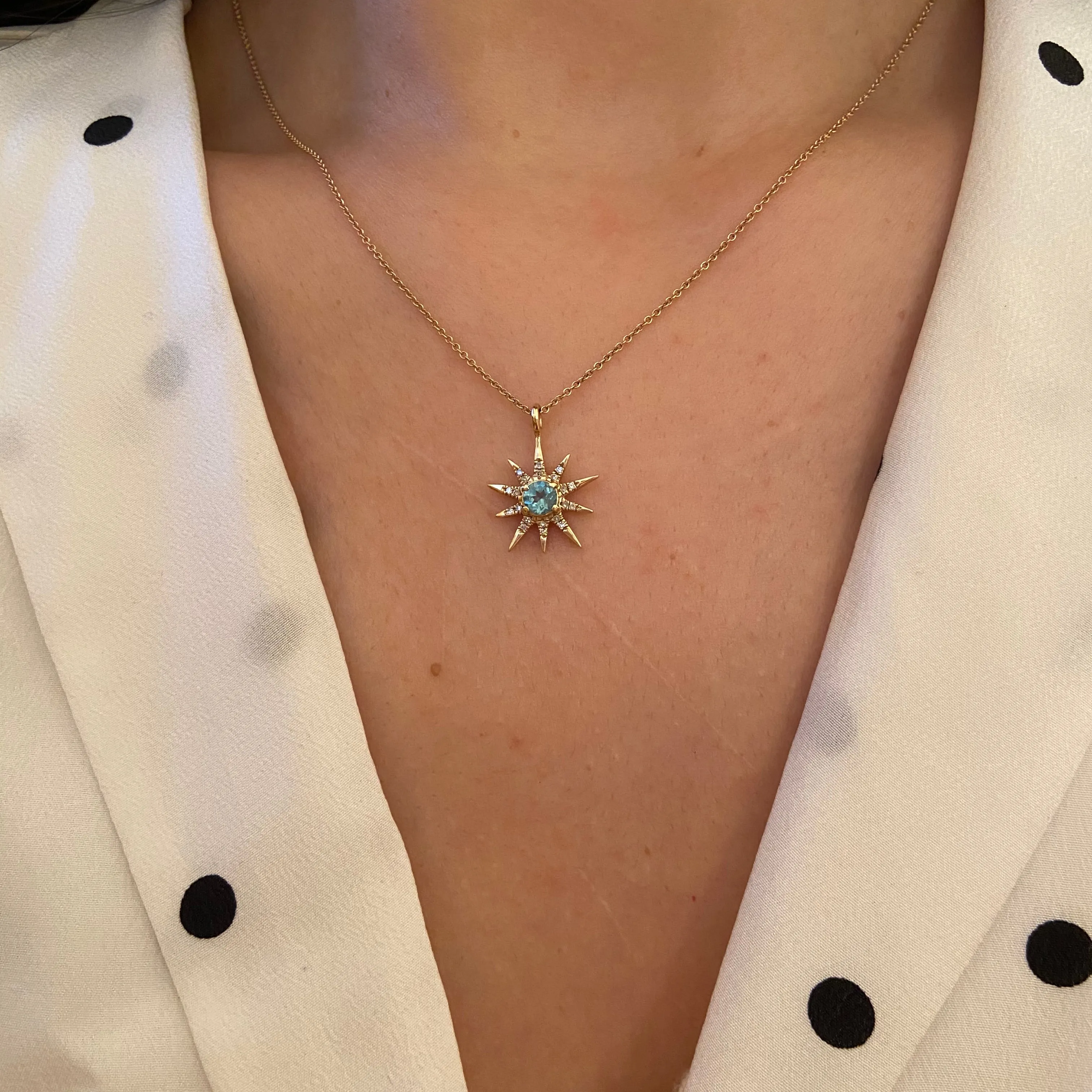 Apatite Star Necklace With Diamonds