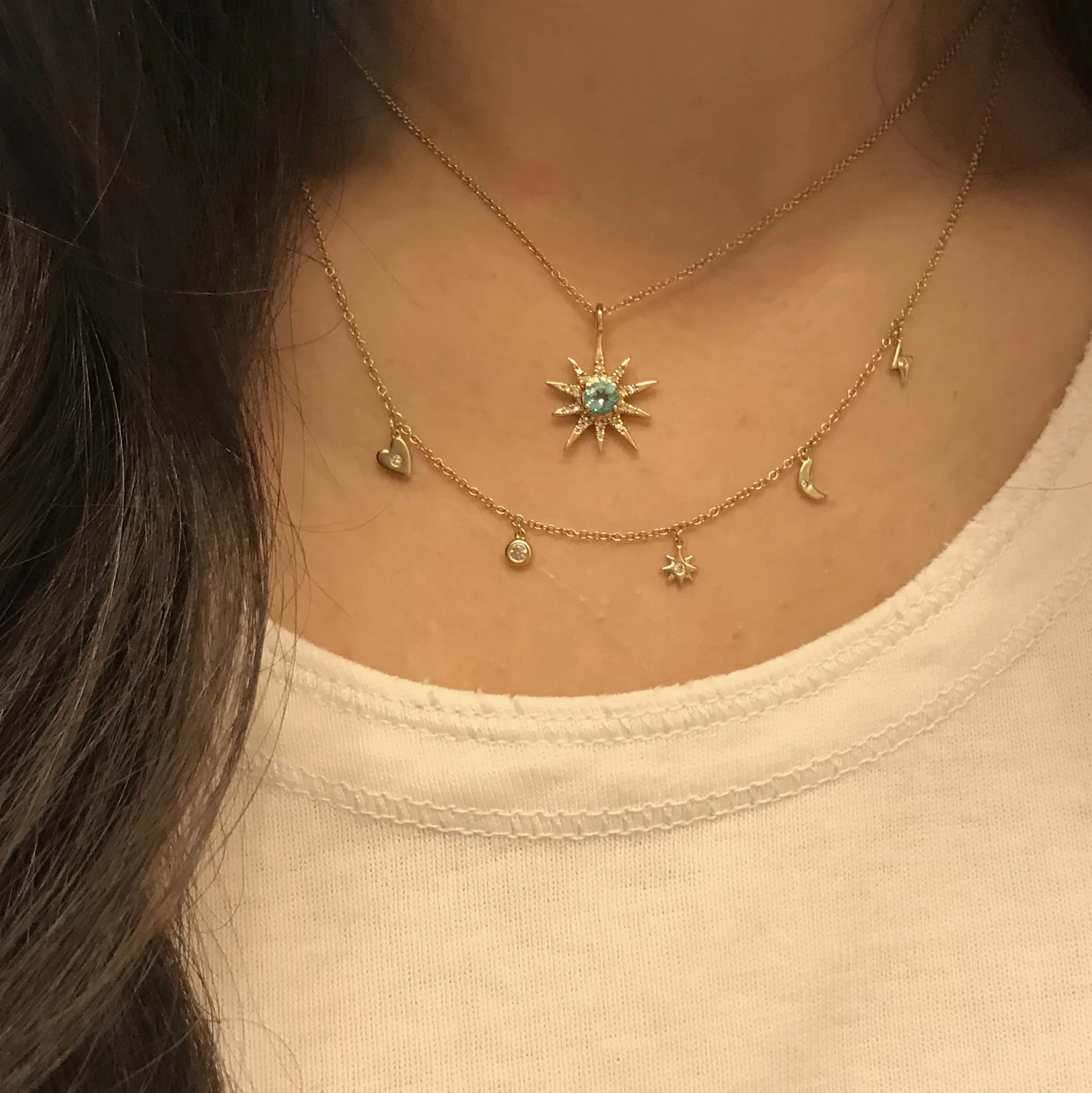 Apatite Star Necklace With Diamonds