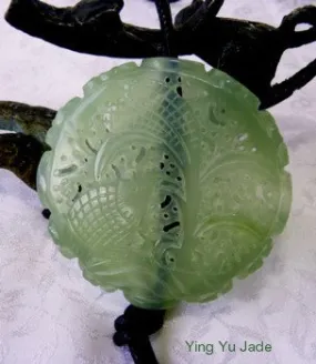 Bird Brings Plenty Hollow Carved Chinese Jade Spice Bottle Pendant Carving (SP-76)