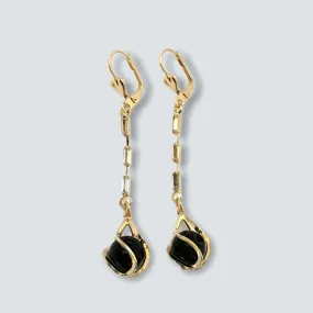 Black ball earrings 18k of gold plated