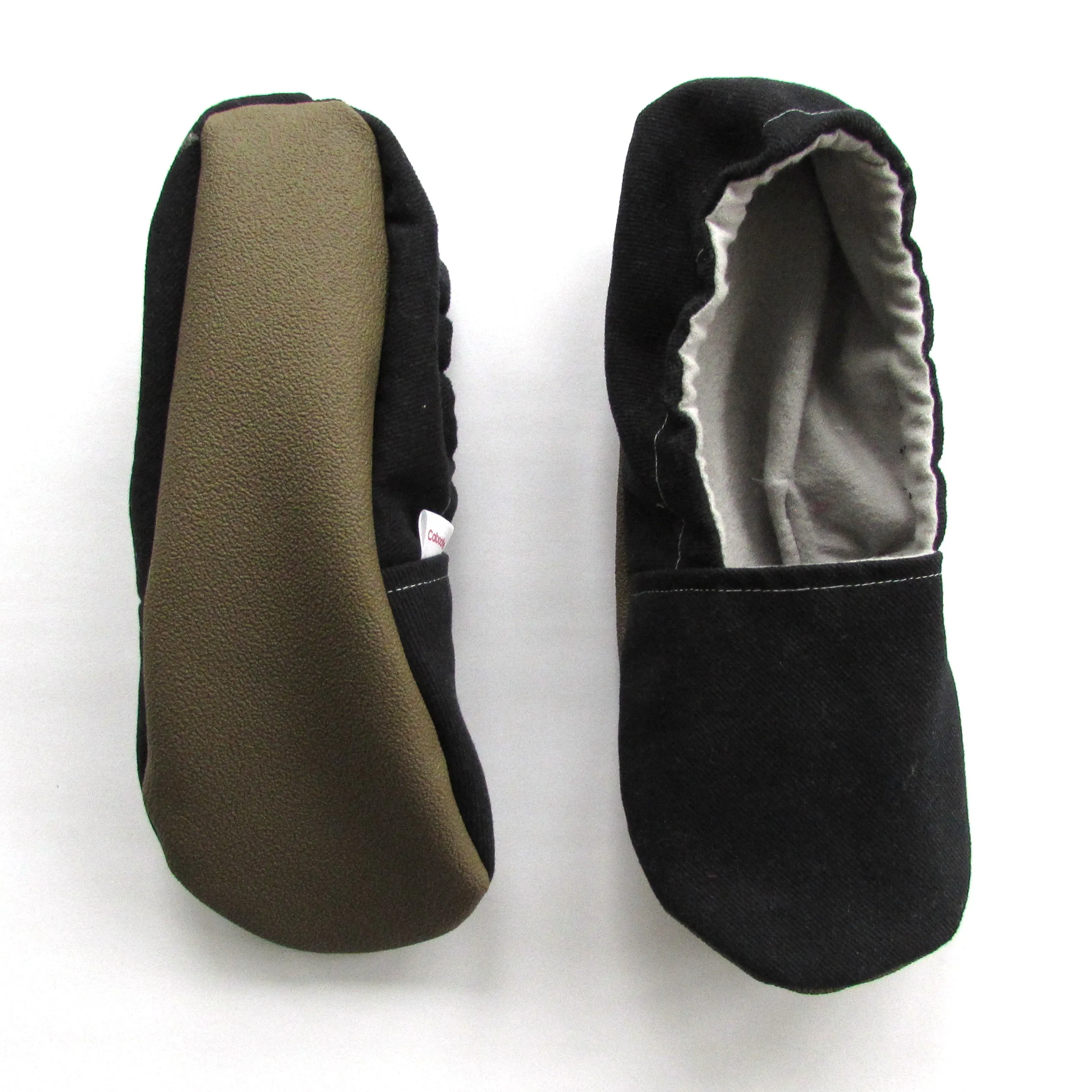 Black Brushed Denim Women's Slippers