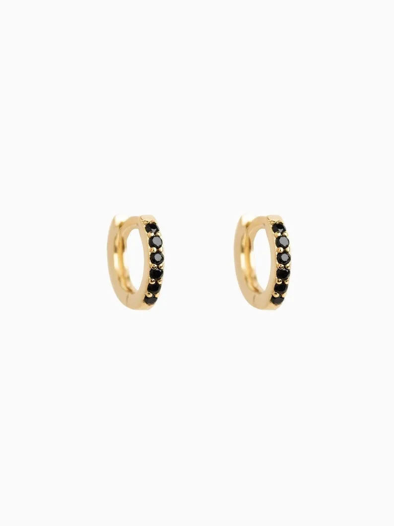 Black CZ huggie hoop earrings