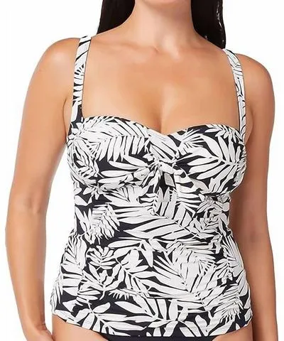 Bleu By Rod Beattie Urban Oasis Tie Front Over The Shoulder Tankini Top