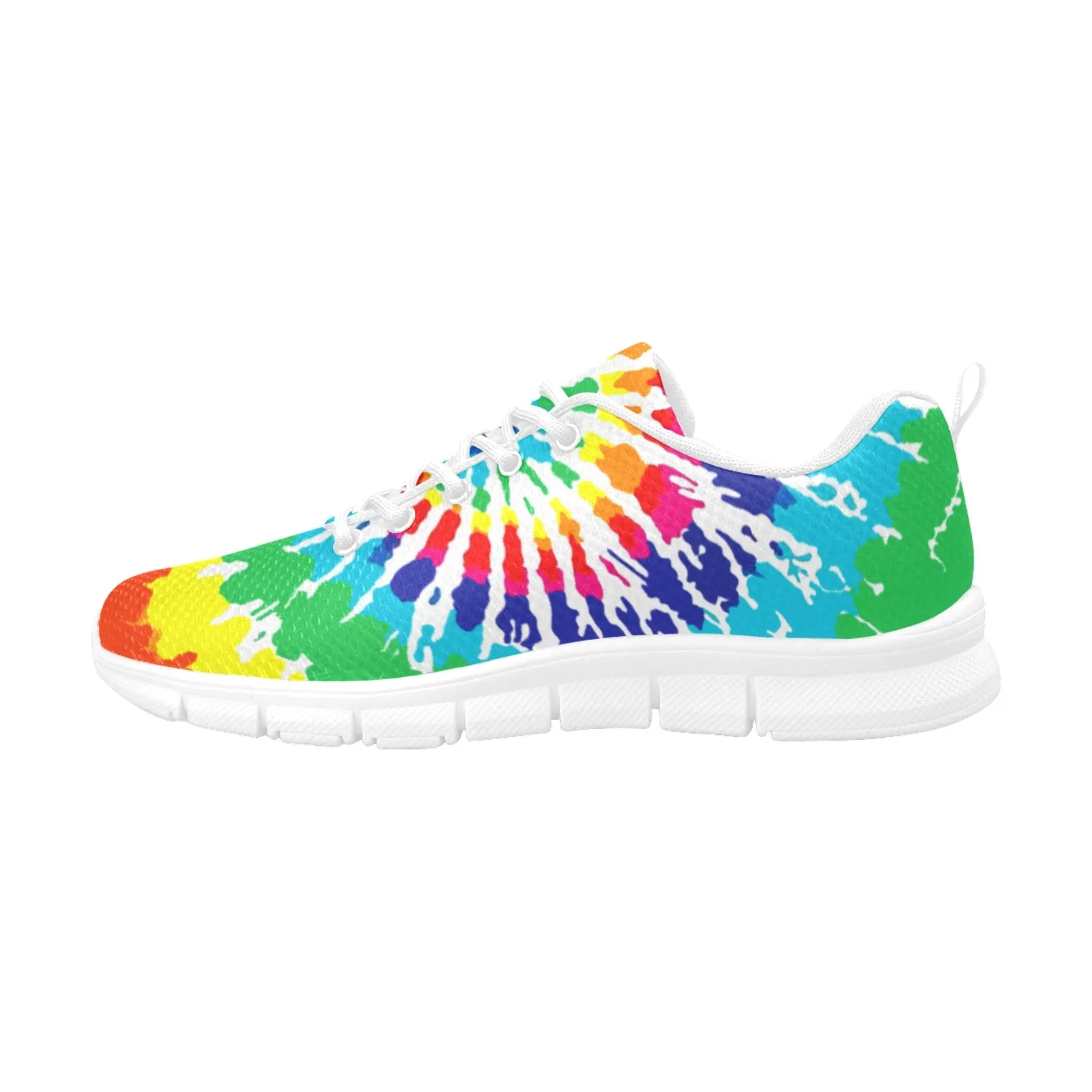 Bright Rainbow Tie Dye Women's Sneakers White