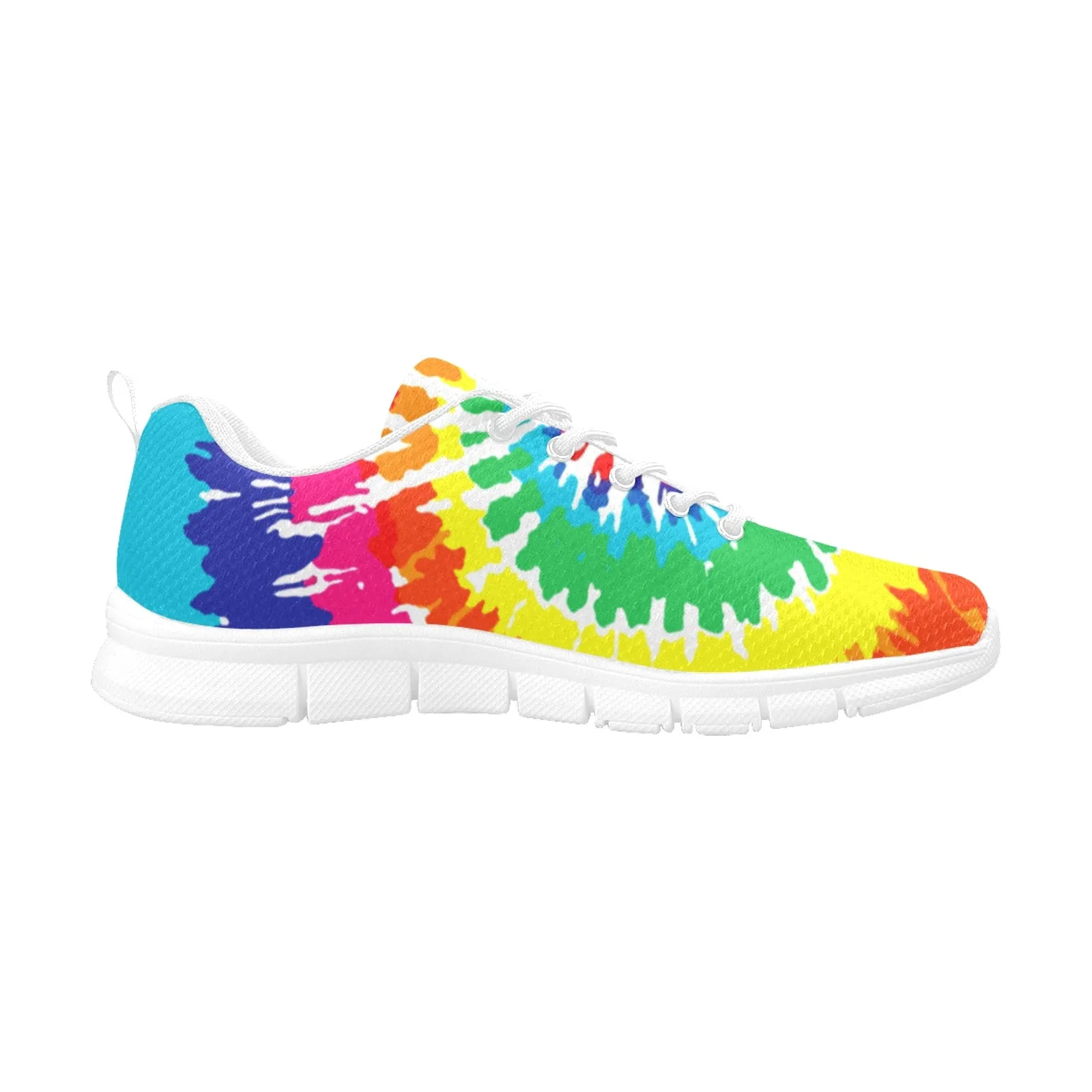 Bright Rainbow Tie Dye Women's Sneakers White